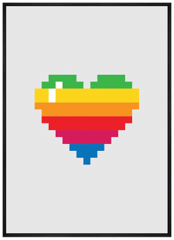 Quadro Decorativo Coração Pixel Colorido