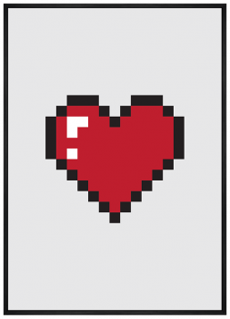 Quadro Decorativo Coração Pixel Vermelho